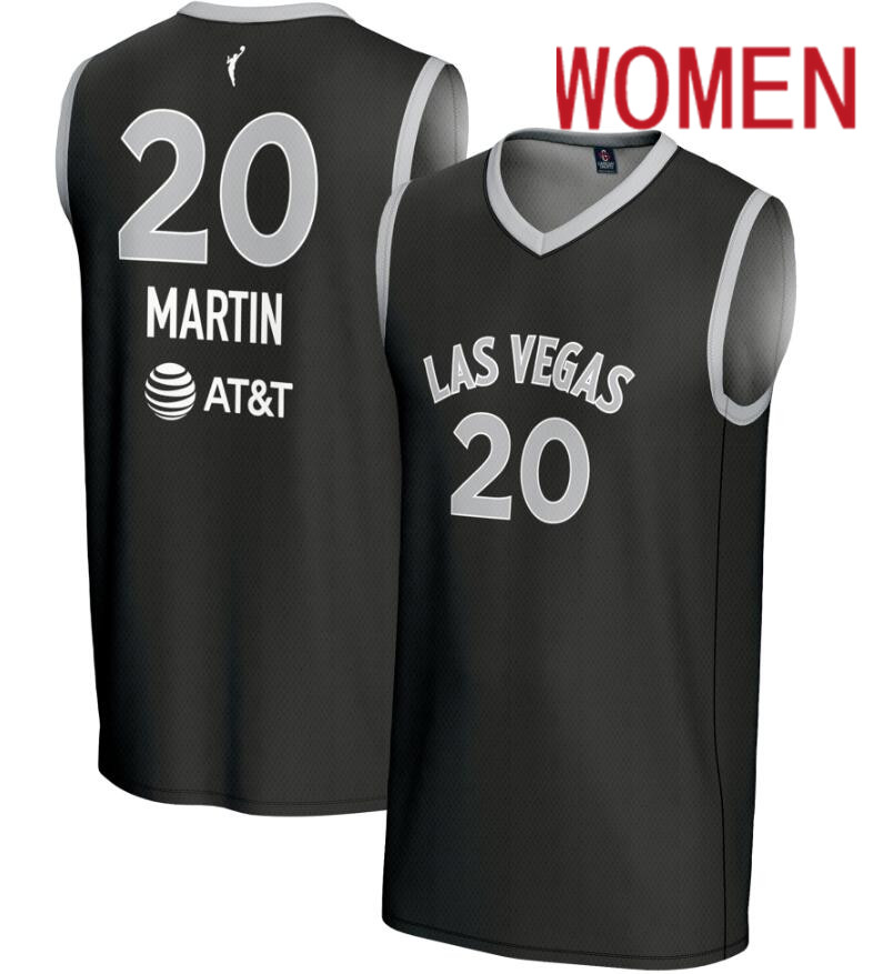 Women  Unisex GameDay Greats #20 Kate Martin Black Las Vegas Aces Lightweight black Basketball Jersey